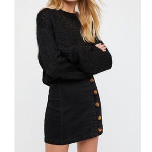 Free People Black Denim mini size 6